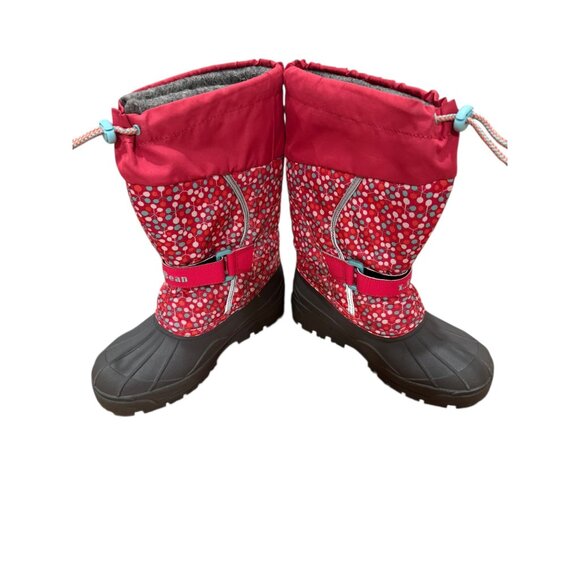 Girls LL BEAN PINK BABY BLUE Floral Polka Dots INSULATE WATERPROOF SNOW BOOTS 3 - Picture 2 of 4